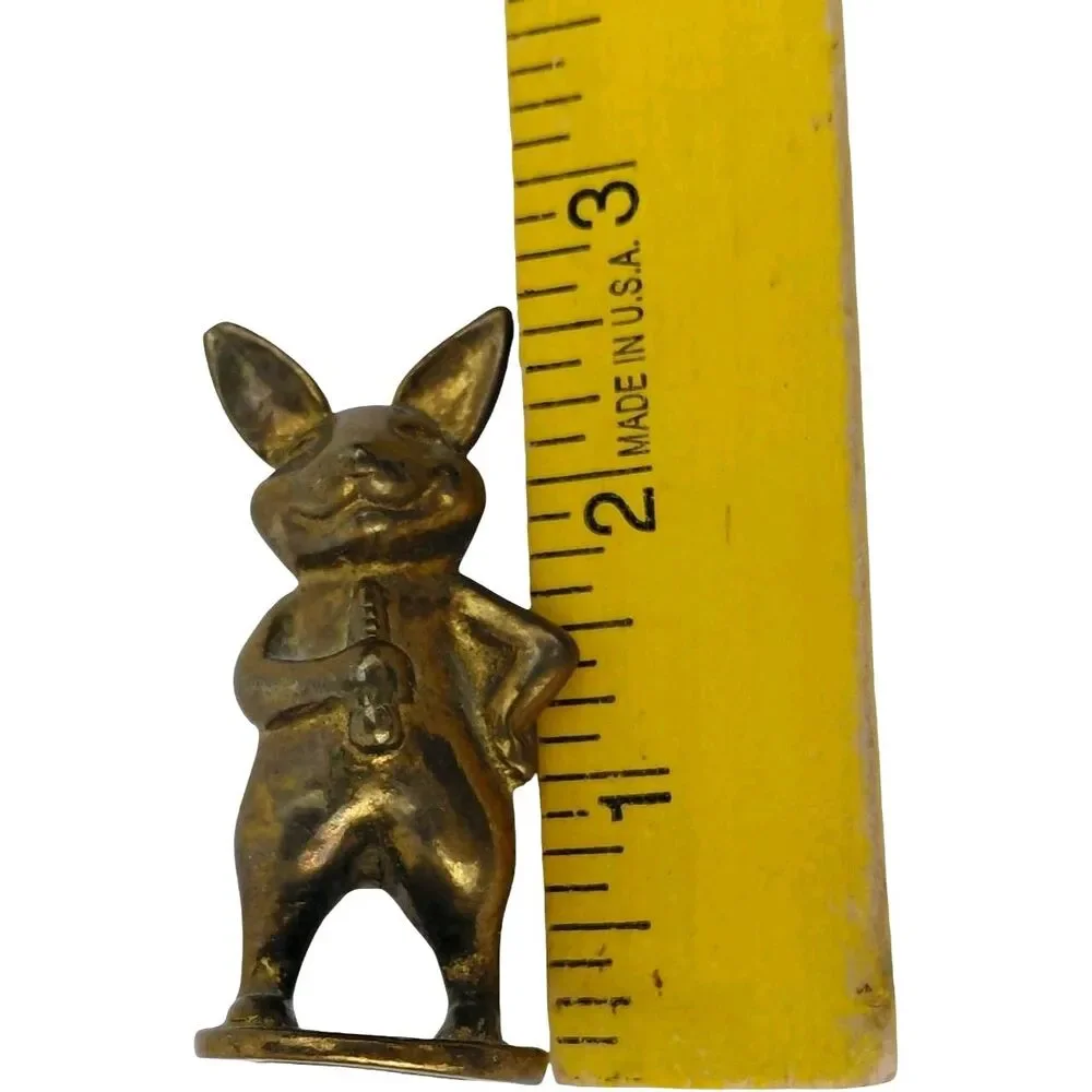 Canadianna Brass Anthropomorphic Bunny Rabbit With Carrot Minature Figurine Vtg